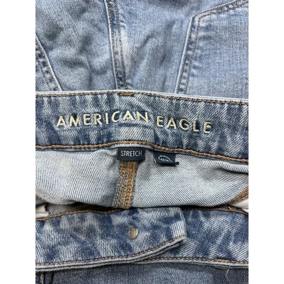 American Eagle Jeans 10 Blue Curvy Super High Rise Baggy Wide Leg Cargo - Picture 6 of 14